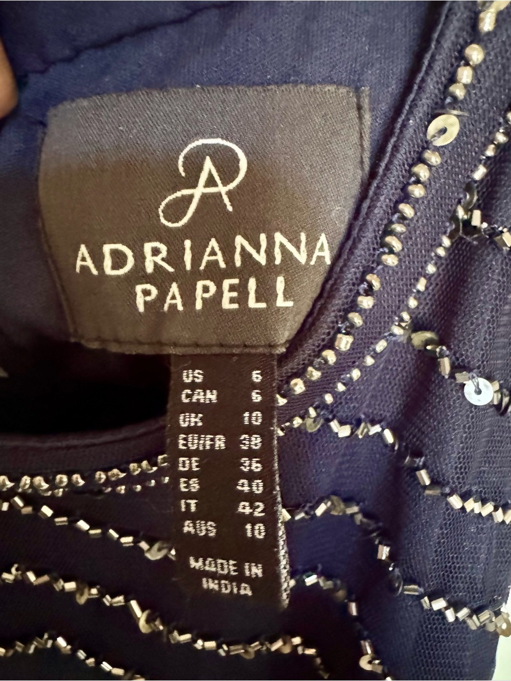 Adrianna Papell Navy Beaded Halter Maxi Dress - Picture 6 of 9